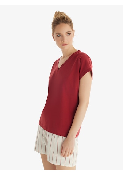 Blackspade Kadın T-shirt 60553 - Bordo Bordo