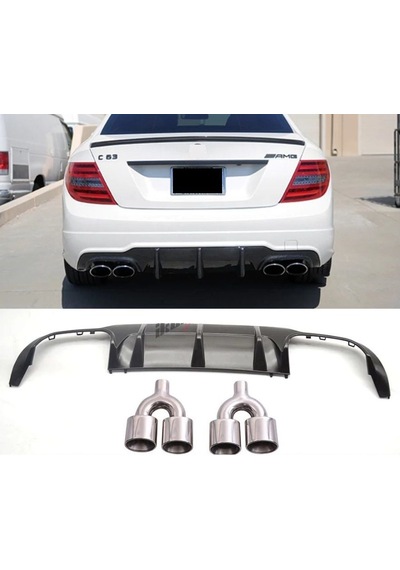 Autogp Mercedes W204 C63 Amg Arka Tampon Difüzörü Ve Egzoz Ucu Seti 2012 / 2014