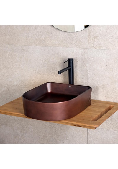 Eh-5110c Tezgah Üstü Lavabo Mat Bronz Bordo