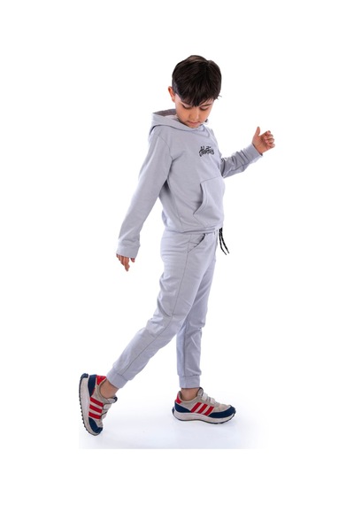 Mnk Baby & Kids Adventure Nakış Kanguru Cepli Kapüşonlu Çocuk Eşofman Mnk10072 Açık Gri Mnk Baby & Kids Adventure Nakış Kanguru Cepli Kapüşonlu Çocuk Eşofman Mnk10072 Açık Gri
