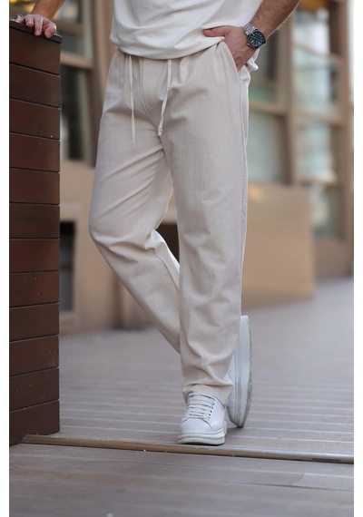 Madmext Bej %100 Pamuklu Rahat Kesim Erkek Pantolon E6565
