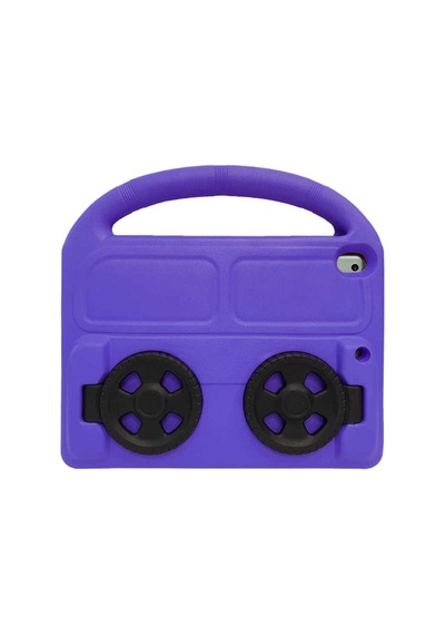 İpad 10.2 9.nesil Uyumlu Nxxa Wheel Car Tekerlek Standlı Tablet Eva Silikon Kılıf-mor Arka Kapak
