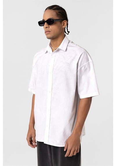 Vamos Oversize Yıkamalı Poplin Gömlek Ekru