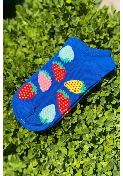 Lousocks Unisex 2'li Çilek Ve Narenciye Desenli Patik Çorap Çok Renkli