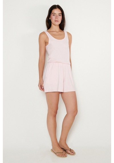 Ac&co / Altınyıldız Classics Kadın Pembe Yumuşak Dokulu Standart Fit Beli Lastikli Cepli Rahat Örme Esnek Şort