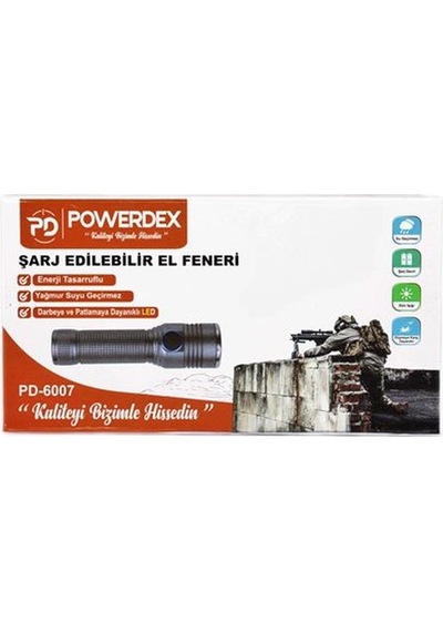 Pd-6007 Şarjlı Su Geçirmez El Feneri