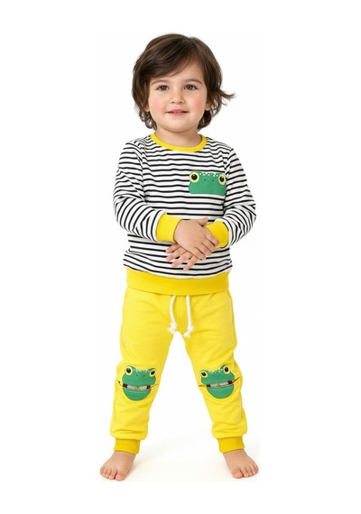 Miababy Figür Baskılı 2 Li Takım Sarı