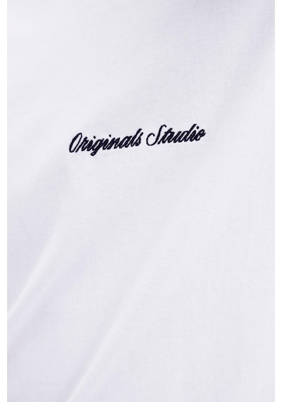 Jack & Jones Erkek Jornorrebro Emb Tee Ss Crew Neck Nakışlı Tişört Beyaz