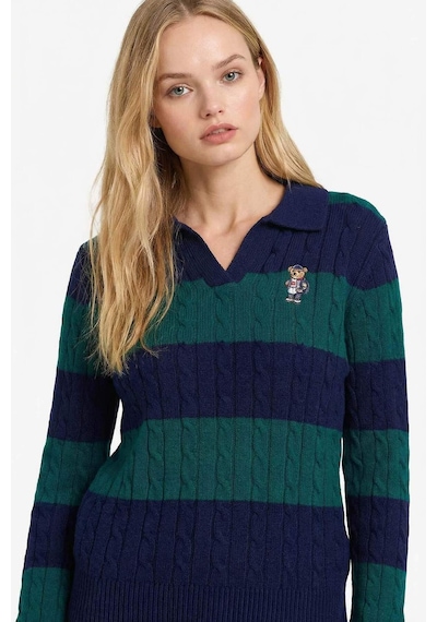 Defacto Regular Fit Polo Yaka Çizgili Kazak G8018ax26spnv131 Lacivert-nv131
