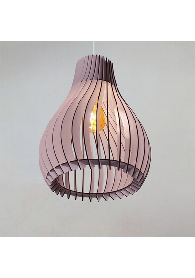 Vialux Modern Ahşap Bohem Rustik Avize Tekli Sarkıt Lamba Pastel Açık Pembe