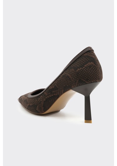 Derinet Alba Topuklu Stiletto Kahve Yılan Kahve Yılan