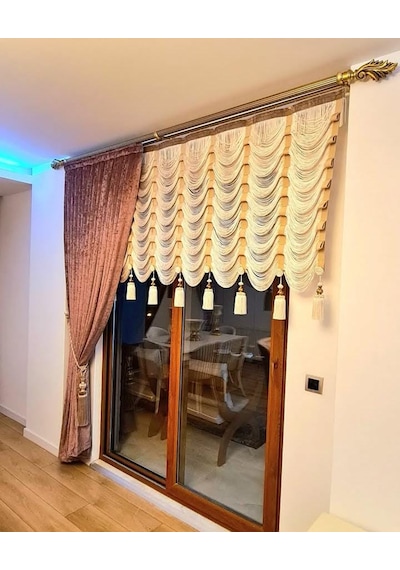 As Perde Şelale İp Balon Perde Simli - Simsiz (Püskül dahil değil)