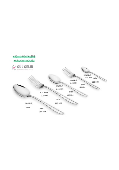 Çatal Kaşık Seti 12 Kişilik 60 Parça Kordon Model 18/0 Kalite Paslanmaz Çelik