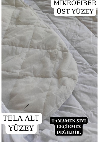 Ely Parker Alez Takımı Yatak Koruyucu Alez+Yastık Alezi 3 Parça %100 Mikrofiber Kapitoneli ELYAFKFK00 Beyaz