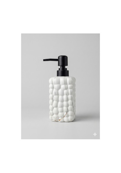 Dekoratif Seramik Bubble Sabunluk -400ml- 17x7x7 Cm Beyaz - Mermer