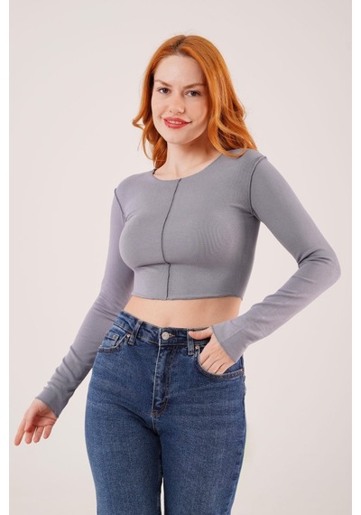 Soonaksesuar Ters Dikişli Basic Antrasit Body Bluz Antrasit