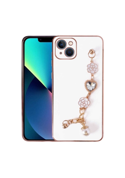 Zore İphone 13 Uyumlu El Tutamaçlı Kamera Korumalı Ogaa Taka Silikon Kılıf-beyaz