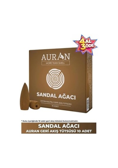 Auran Sandal Ağacı Kokulu Geri Akış Tütsüsü Konik Tütsü Sandal Wood Backflow Incense Cones 10 Adet