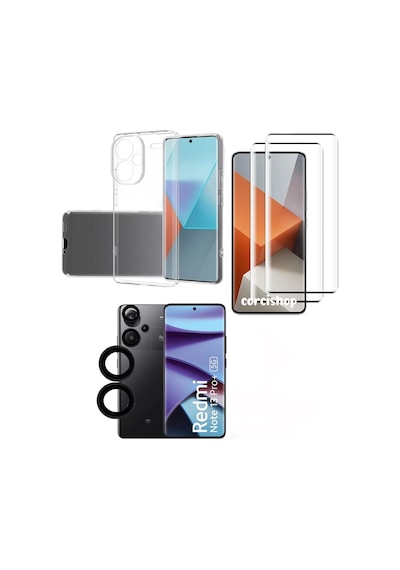 Xiaomi Redmi Note 13 Pro+ Plus Ekran Koruyucu Tam Kaplayan Nano + Silikon Kılıf + Kamera Koruyucu Şeffaf