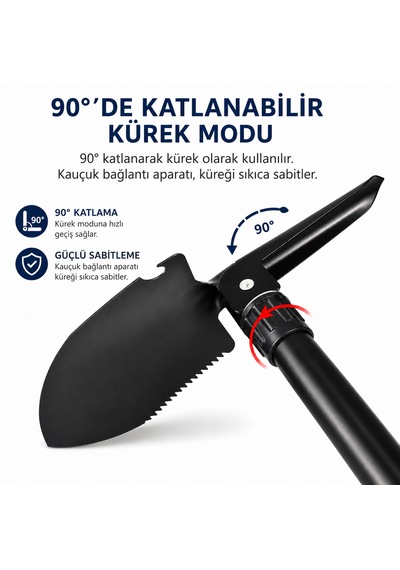 Katlanır Kamp Küreği 3 Ü 1 Arada Çok Amaçlı Kazma Çapa Testere Çok Amaçlı El Aleti