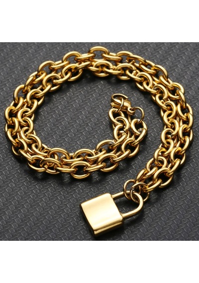 Chavin 50 Cm. Aşkın Kilidi Gold Çelik Bayan Zincir Kolye Ec81Sr Altın