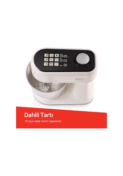 Arzum AR1190 Gastroart Stand Mikser 1500W 12 Hız Ayarı Dahili Tartı ve Fermentasyon Özelliği Krem