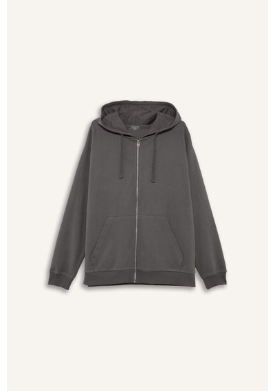 Defacto %100 Pamuk Fermuarlı Sweatshirt F9812ax26spgr206 Gri-gr206
