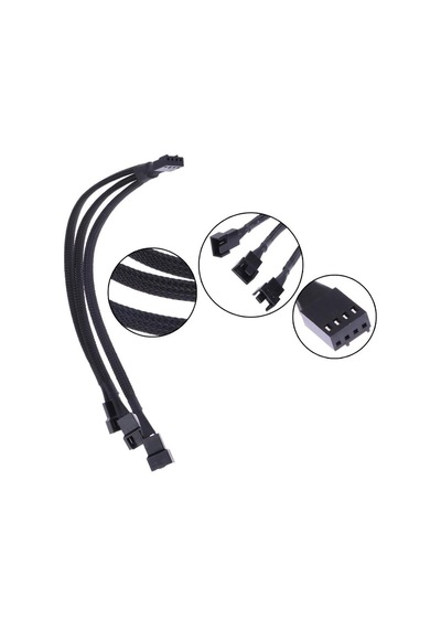 5353 3'lü Fan Çoklayıcı 3 Port Y Pwm 4 Pin Splitter Çoklayıcı Switch Örgülü Kablosu 5353-3'lü