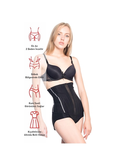 Siyah Mı Emay 2886 Yüksek Bel Tül Slip Lazer Korse Siyah