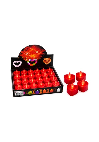 24 Adet Pilli Kapli - Kırmızı Renkli Led Mum Çap: 4cm Yükseklik: 3.7cm İ10-023 5570 Default
