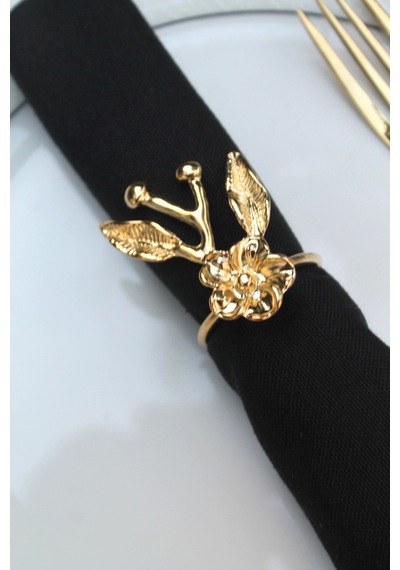 6 Adet Gold Japon Gülü Modern Metal Peçete Halkası