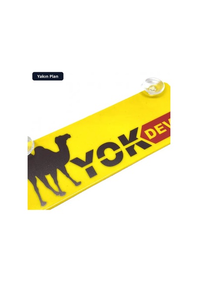 Trobus Vantuzlu Dekor Plaka Cam Süsü Yok Deve Yazılı 22x7,5 Cm Sarı