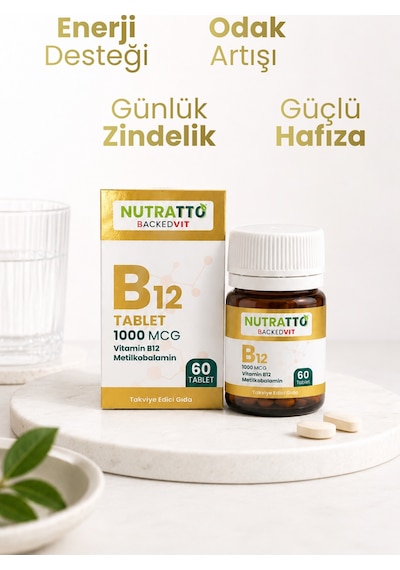 Nutratto Vitamin B12 Metilkobalamin 1000 Mcg Takviye Edici Gıda 60 Tablet