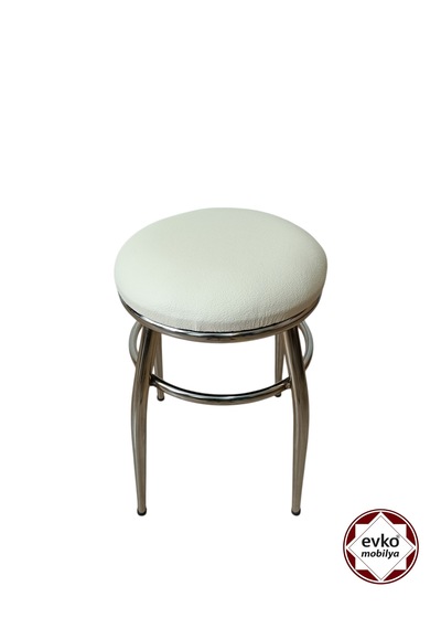 Evko Mobilya Tabure, Bar Taburesi, 2 Adet Tabure, Puf, Bench, Metal Ayaklı Tabure, Iç İçe Geçebilen Tabure, Mutfak Balkon Bahçe Taburesi Krem