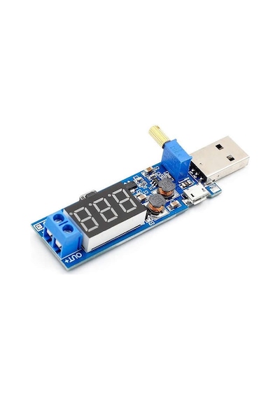 Usb Ayarlı Güç Kaynağı Modülü HW-132 Voltaj Yükseltici Düşürücü DC 0.6V / 25V Voltmetre