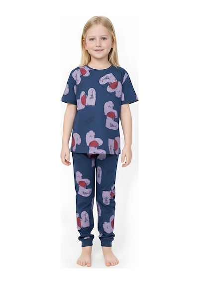 Modanino Kız Çocuk %100 Pamuk Ve Baskılı Pijama Takımı 3-8 Yaş 12720ıs Indigo