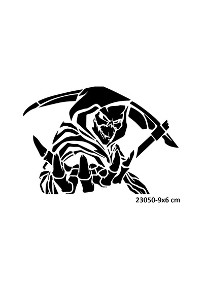 Airbrush Tattoo Tırpanlı Azrail Yapışkanlı Stencil Süsleme Ve Boyama Kalıbı