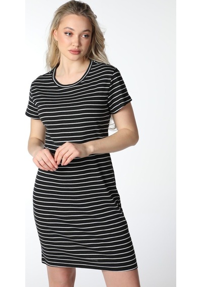 Defys Kadın Regular Fit Çizgili Kısa Kollu Elbise Antarsit-beyaz - 527884313 Antarsit-beyaz