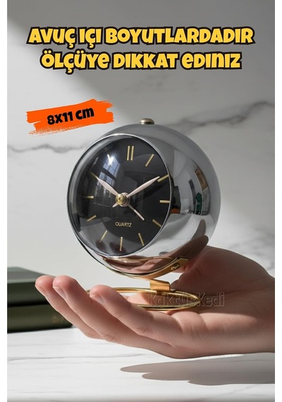 Metal Gövdeli Tombik Masa Saati - Işıklı Çalar Saat Altın, 7480000717853 Diğer