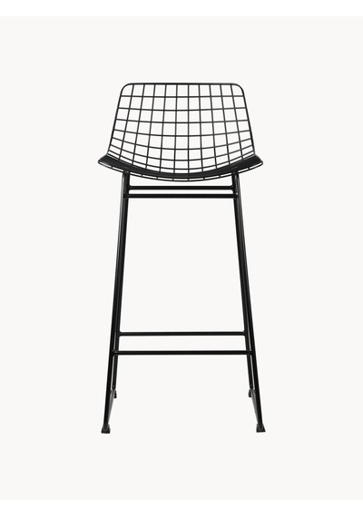 Westwing Wire Metal Bar Taburesi - Gümüş Rengi, Minimalist Ve Çok Yönlü Sandalye Siyah