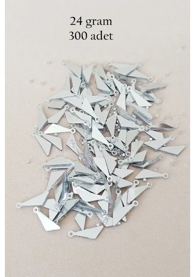 Oya Abiye Bileklik Kolye Pleksi Metalik Plastik Pul Gümüş Renk 24 Gram 300 Adet - Bnc593