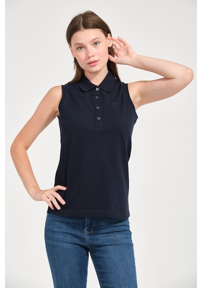 Kadın Regular Fit Kolsuz Polo Lacivert