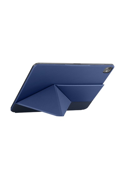 İpad Pro 13 2024 Uyumlu Pitaka Folio 3 Kalem Bölmeli Standlı Kılıf Lacivert Kapaklı Kılıf