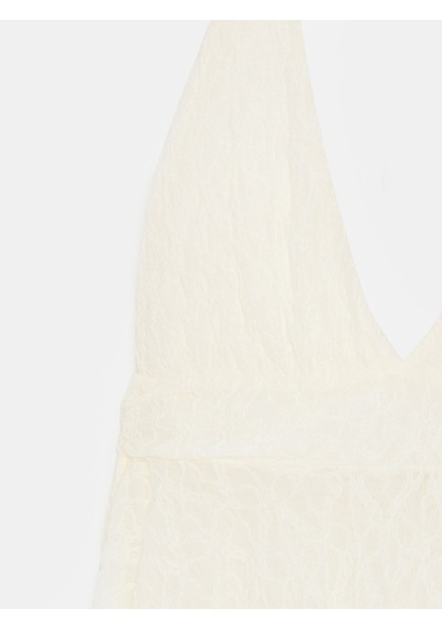 Dilvin 21228 Dantel Halter Yaka Top-ekru