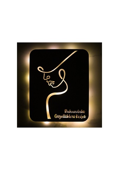 Led Işıklı Kişiselleştirilebilir Kadın Temalı Tablo Perla Dekoratif Gece Lambası Sarı - 737263763 Sarı