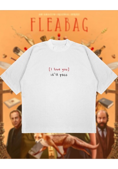 Tarzsokak Fleabag Baskılı Oversize Unisex Pamuklu Nefes Alan Kalın Kumaşlı Beyaz