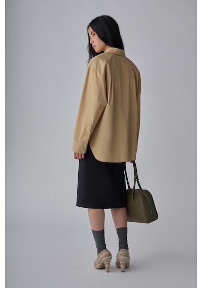 Suud Collection Camel Page Oversize Gömlek