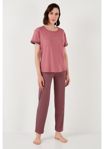 Lela Yumuşak Dokulu Bisiklet Yaka Bayan Pijama Takımı 6097605 Pudra-Siyah Lela Yumuşak Dokulu Bisiklet Yaka Bayan Pijama Takımı 6097605 Pudra-Siyah