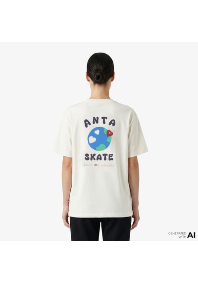 Anta Anta Skate- Valentine's Day Kadın Krem T-shirt 872628102 2800400