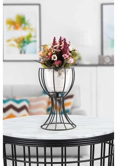 Anafor Saksılık Siyah 25 Cm Şeffaf Saksı